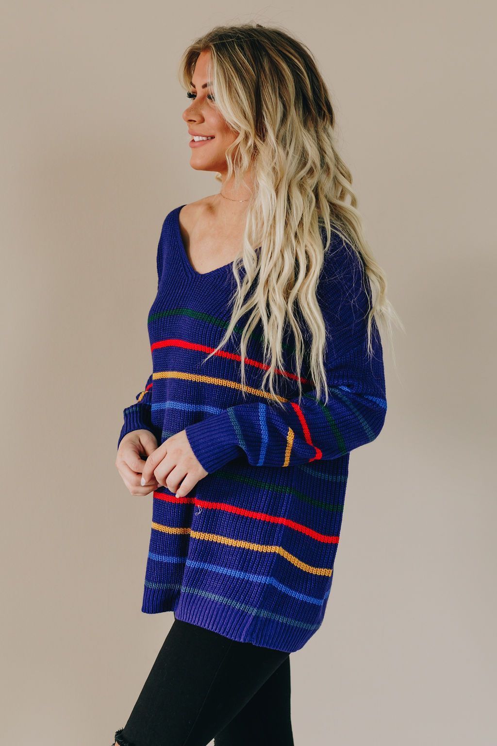 Rich Harvest Striped Knit Sweater-UHXSW-BLUE-S-Urbanheer