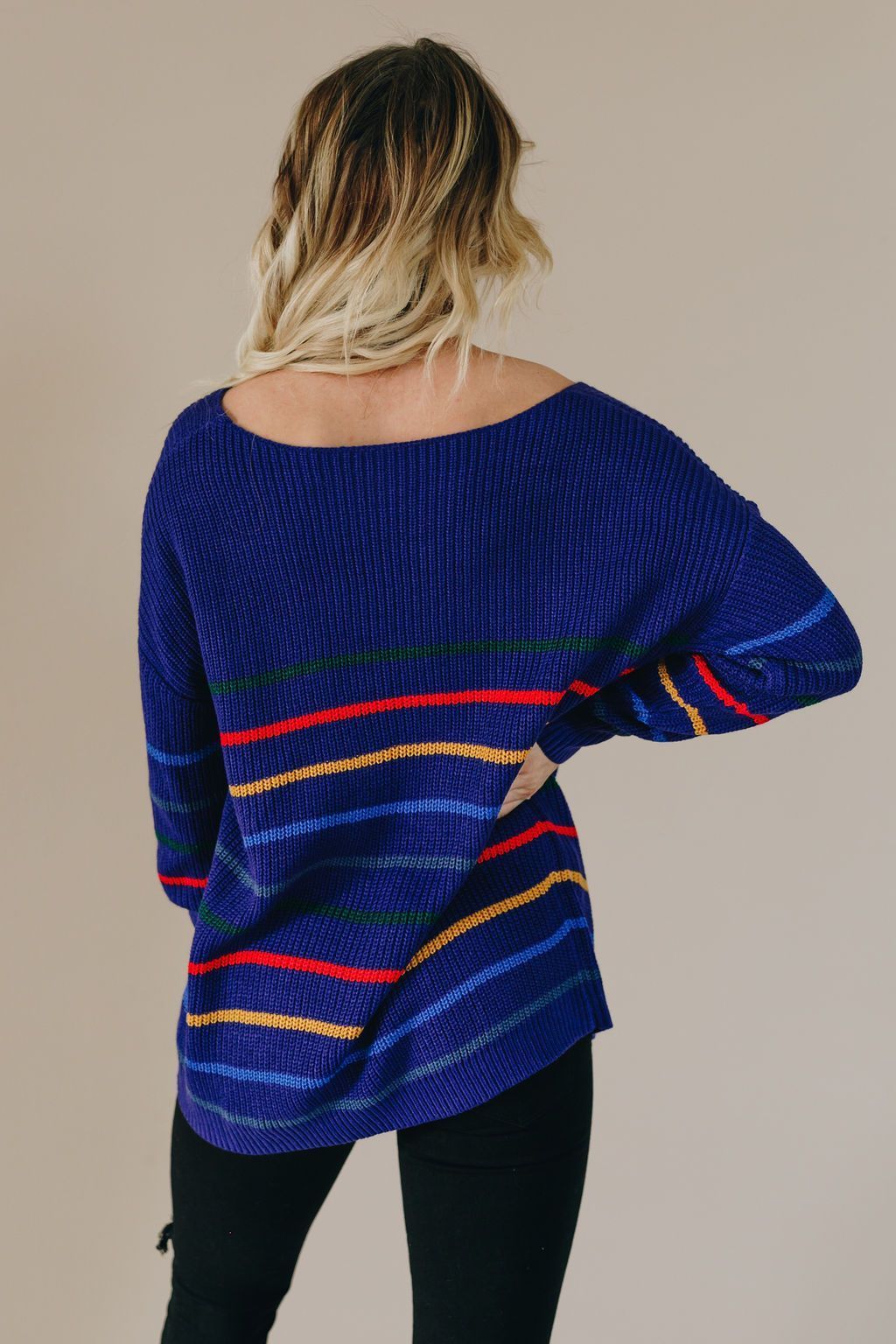 Rich Harvest Striped Knit Sweater-UHXSW-BLUE-S-Urbanheer