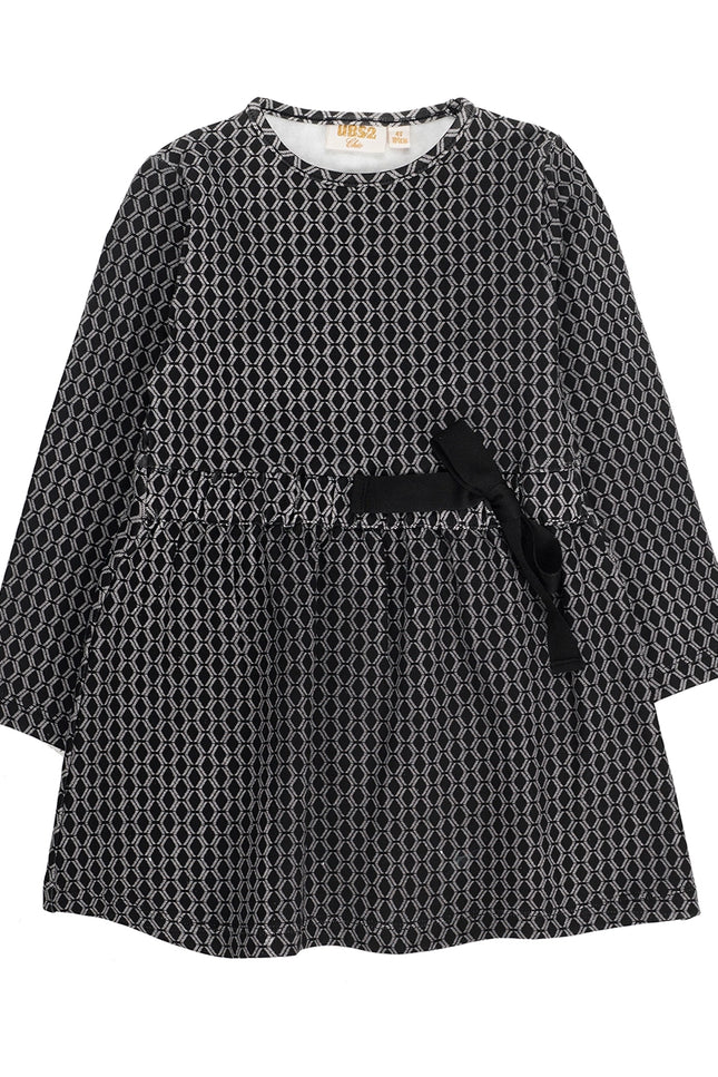 Girls Printed Plush Dress In Stretch Cotton.-UBS2-Urbanheer