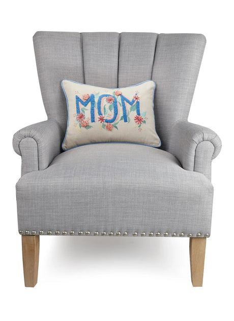 Gingham Mom Embroidered Pillow.