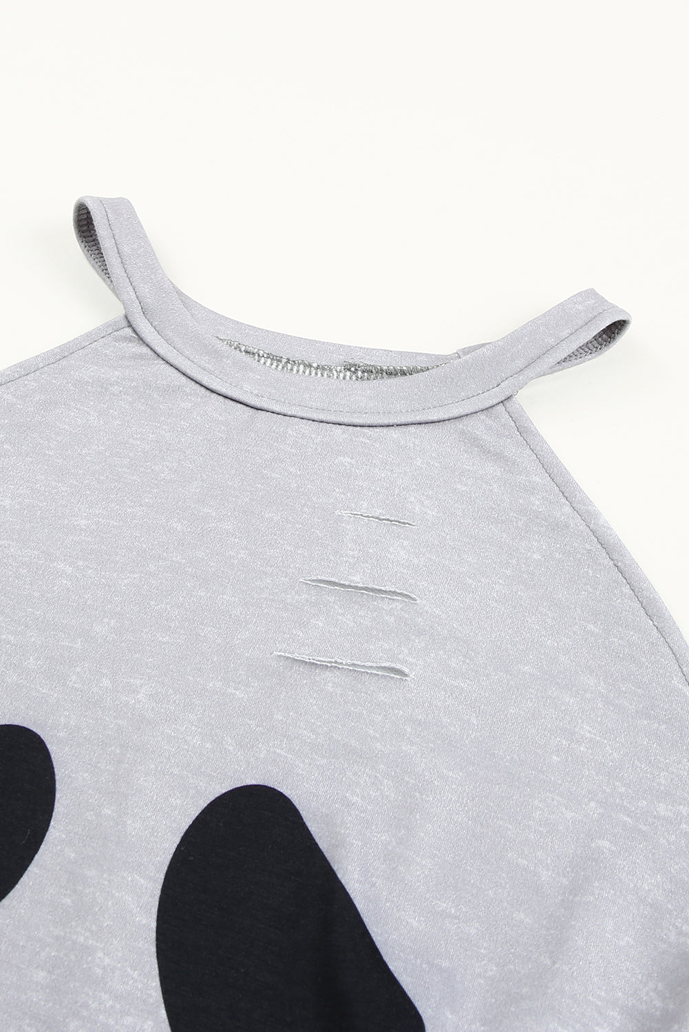 Gray Distressed Halloween Ghost Cold Shoulder Sweatshirt-UHXC-Gray-(US 4-6)S-Urbanheer