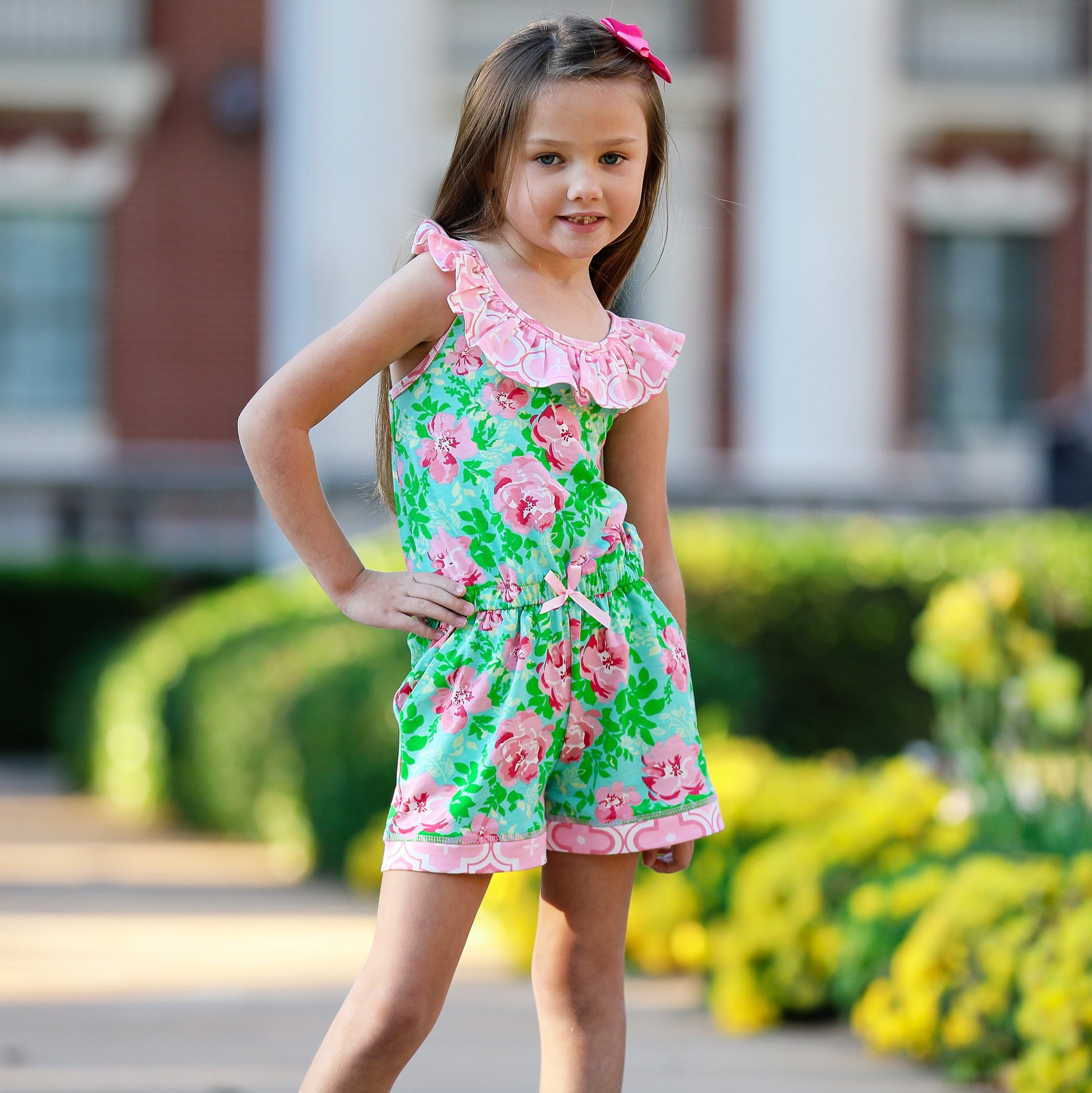Annloren Little Big Girls Jumpsuit Shabby Chic Floral Spring Summer Romper Sizes 2/3T - 11/12-AnnLoren-2-3T-Urbanheer