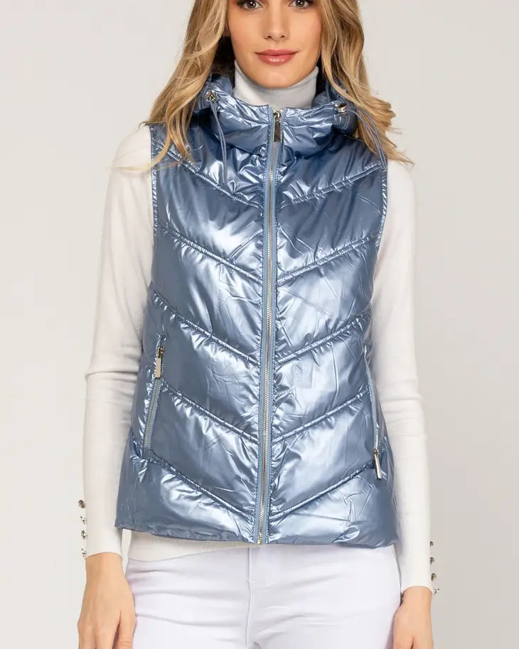 Metallic Blue Padded Vest-Tantra-S-Blue-Urbanheer