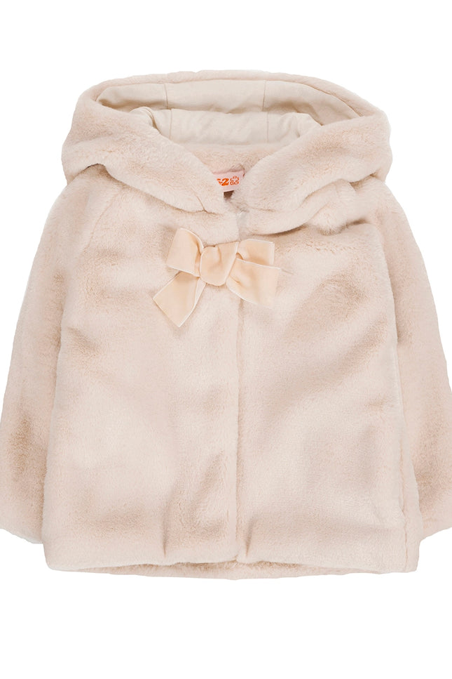 Ubs2 Baby Girl'S Jacket In Ecru Plush Fabric. Lasso-UBS2-3M-Urbanheer