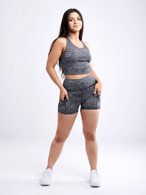 High-Waisted Athletic Shorts with Side Pockets-JupiterGear-Grey-Small / Medium-Urbanheer