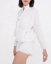 Athletic Women Mock Neck Running Jacket- Ivory-Clothing - Women-Mono B-S-Urbanheer