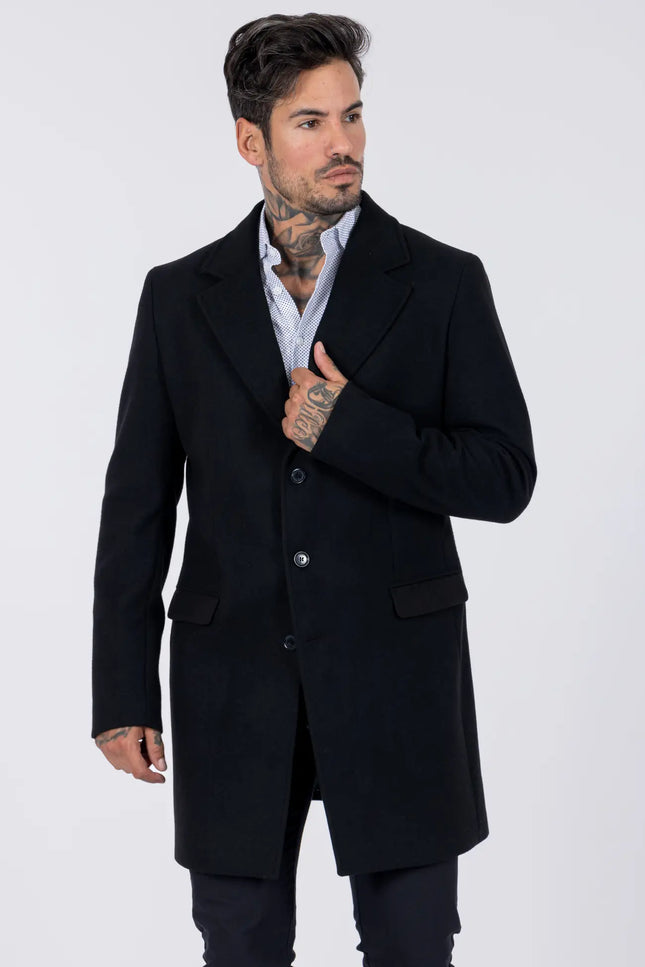 Drie Kleure Smk Overcoat - Black-Clothing - Men-SMK Denim&Co-Urbanheer