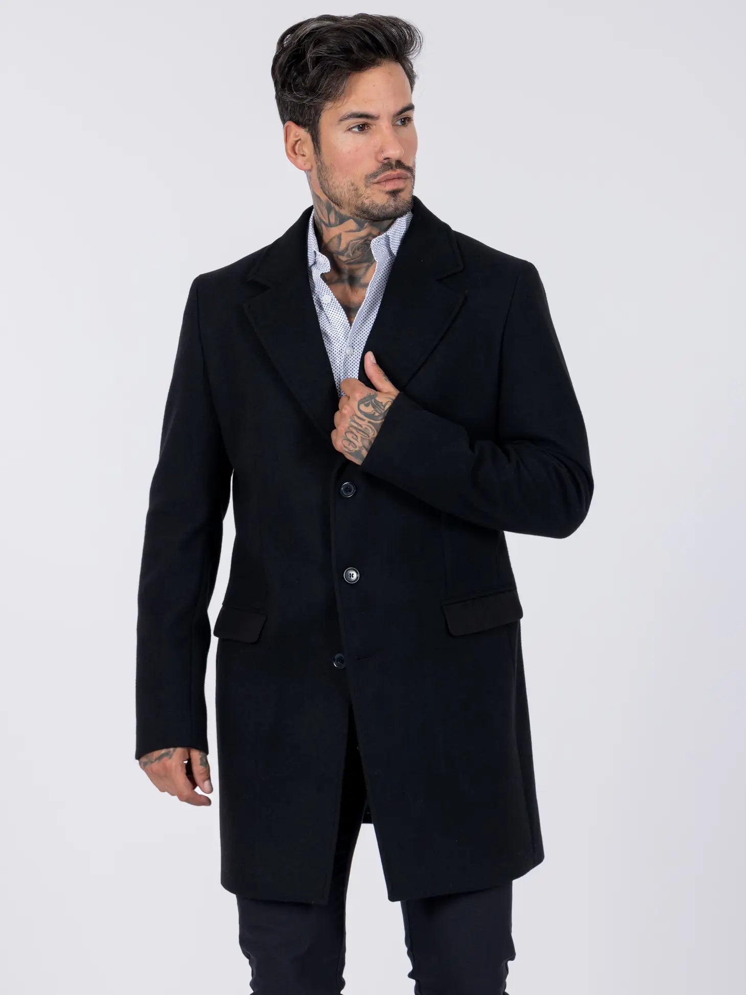 Drie Kleure Smk Overcoat - Black-Clothing - Men-SMK Denim&Co-S-Black-Urbanheer