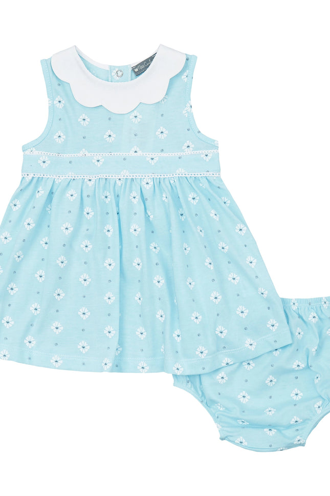 Aqua Daisy Print Dress Set.