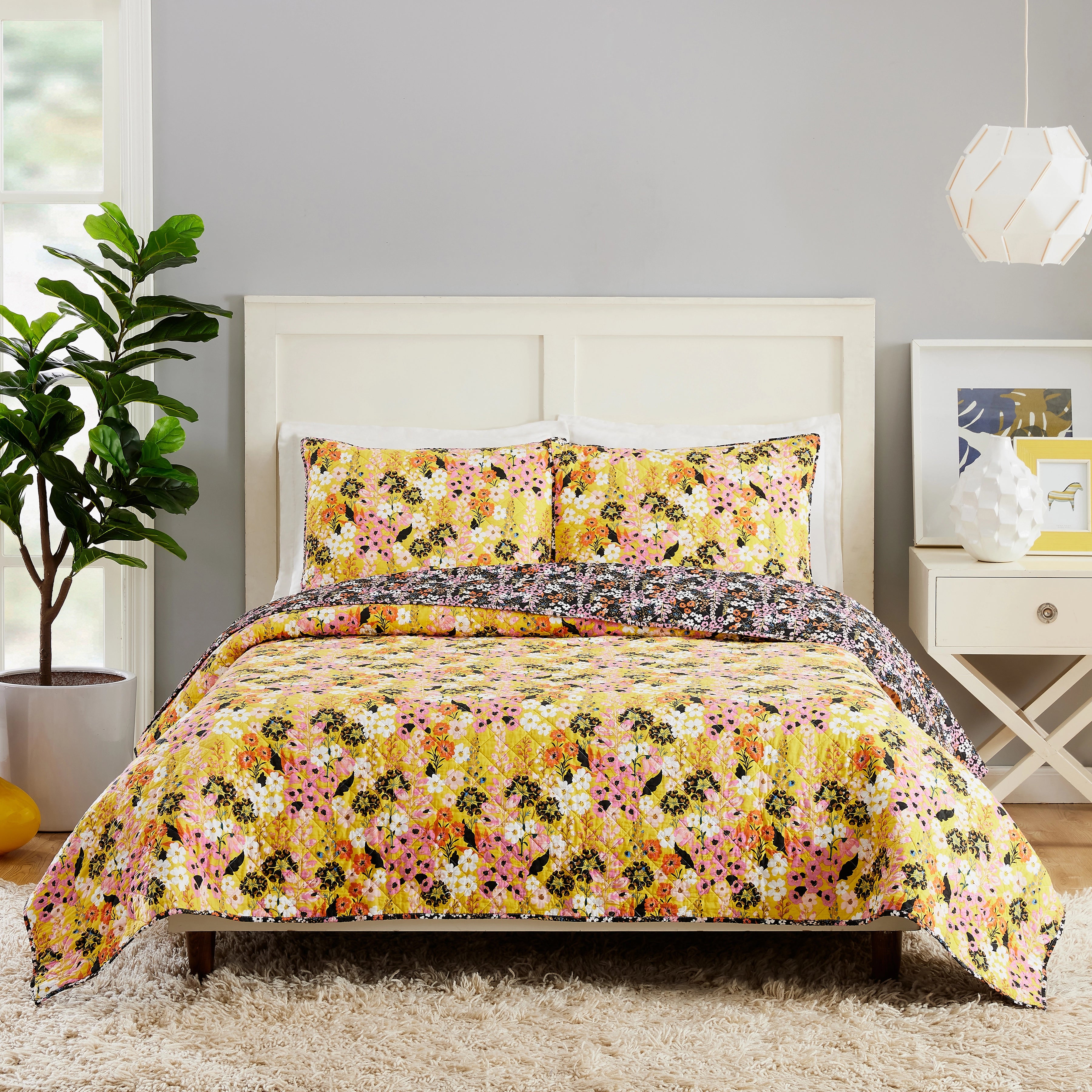 Sunny Garden 3-Piece Quilt Set By Teresa Chan.-peking handicraft-King-Urbanheer
