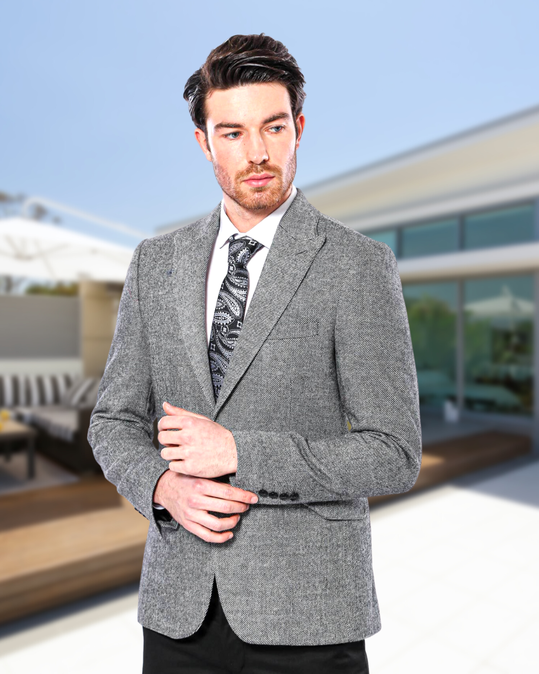 Peak Lapel Grey Blazer-Clothing-Wessi-36-Grey-Urbanheer