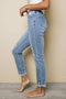 Salma Elastic Waist Distressed Jeans-UHXSW-DARK BLUE-SMALL-Urbanheer