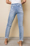 Salma Elastic Waist Distressed Jeans-UHXSW-DARK BLUE-SMALL-Urbanheer