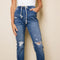 Salma Elastic Waist Distressed Jeans-UHXSW-DARK BLUE-SMALL-Urbanheer
