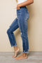 Salma Elastic Waist Distressed Jeans-UHXSW-DARK BLUE-SMALL-Urbanheer