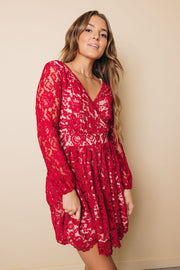 Albin Lace Dress-UHXSW-WINE RED-SMALL-Urbanheer