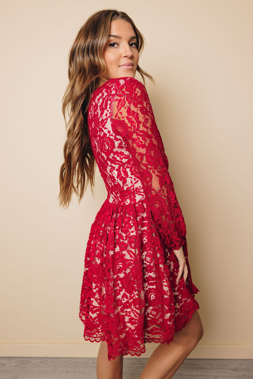 Albin Lace Dress-UHXSW-WINE RED-SMALL-Urbanheer