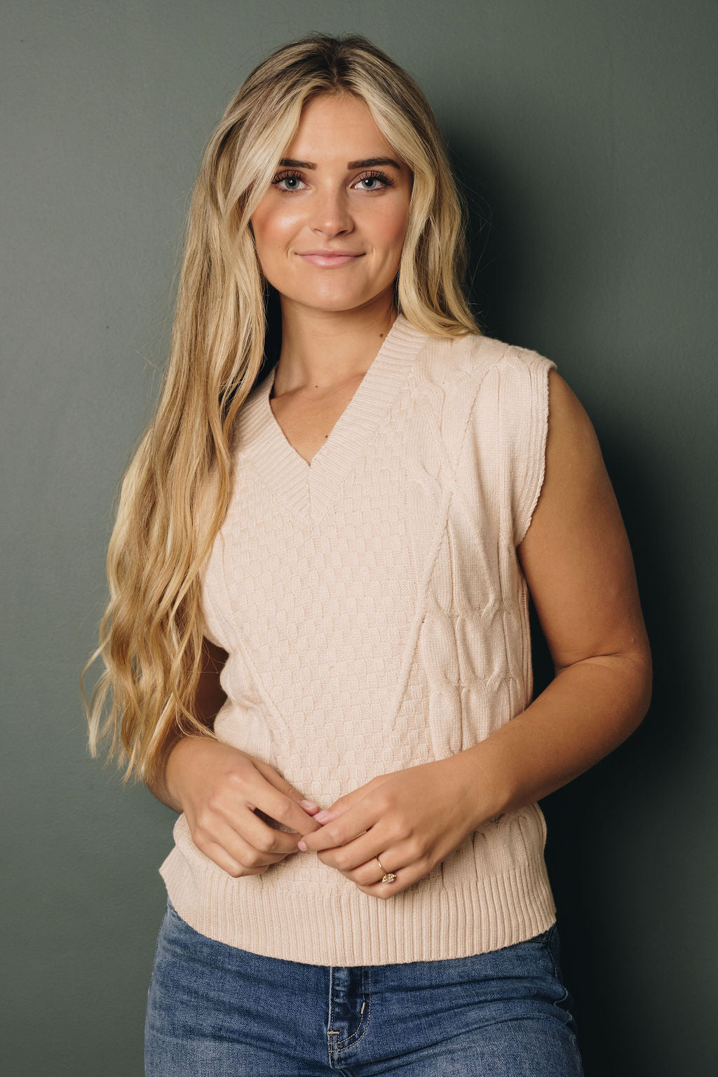 Ophelia Knitted Vest Sweater-UHXSW-KHAKI-SMALL-Urbanheer