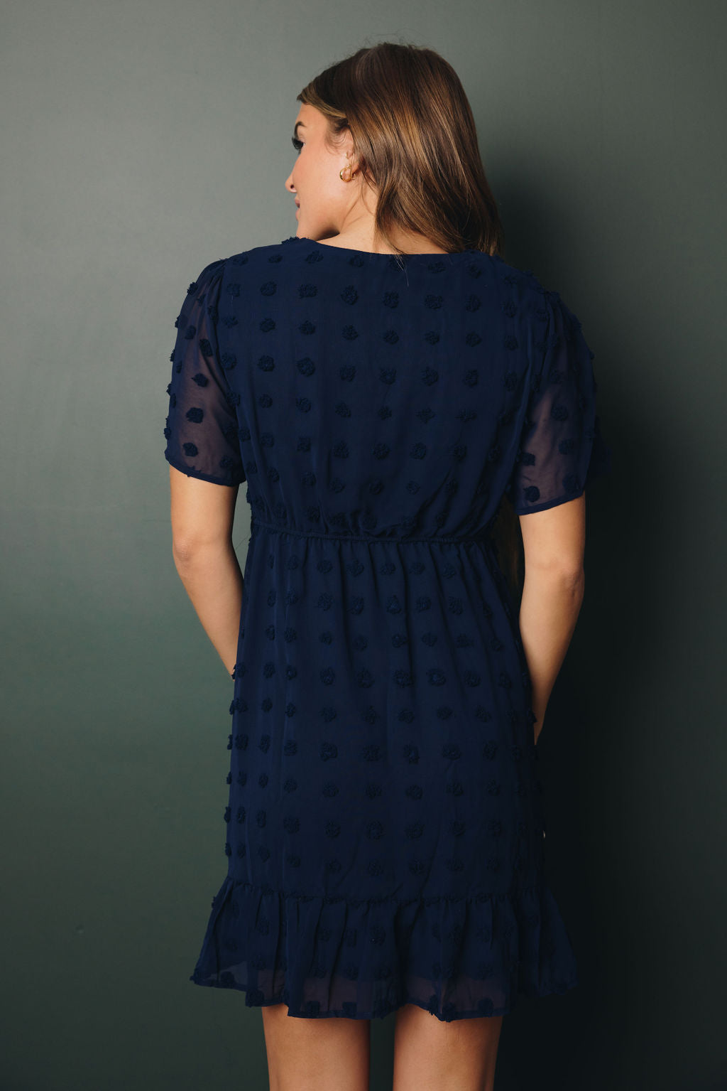 Georgie Swiss Dot Wrap Dress-UHXSW-BLUE-SMALL-Urbanheer