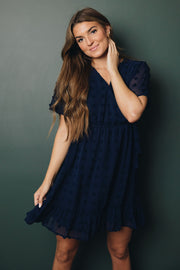 Georgie Swiss Dot Wrap Dress-UHXSW-BLUE-SMALL-Urbanheer