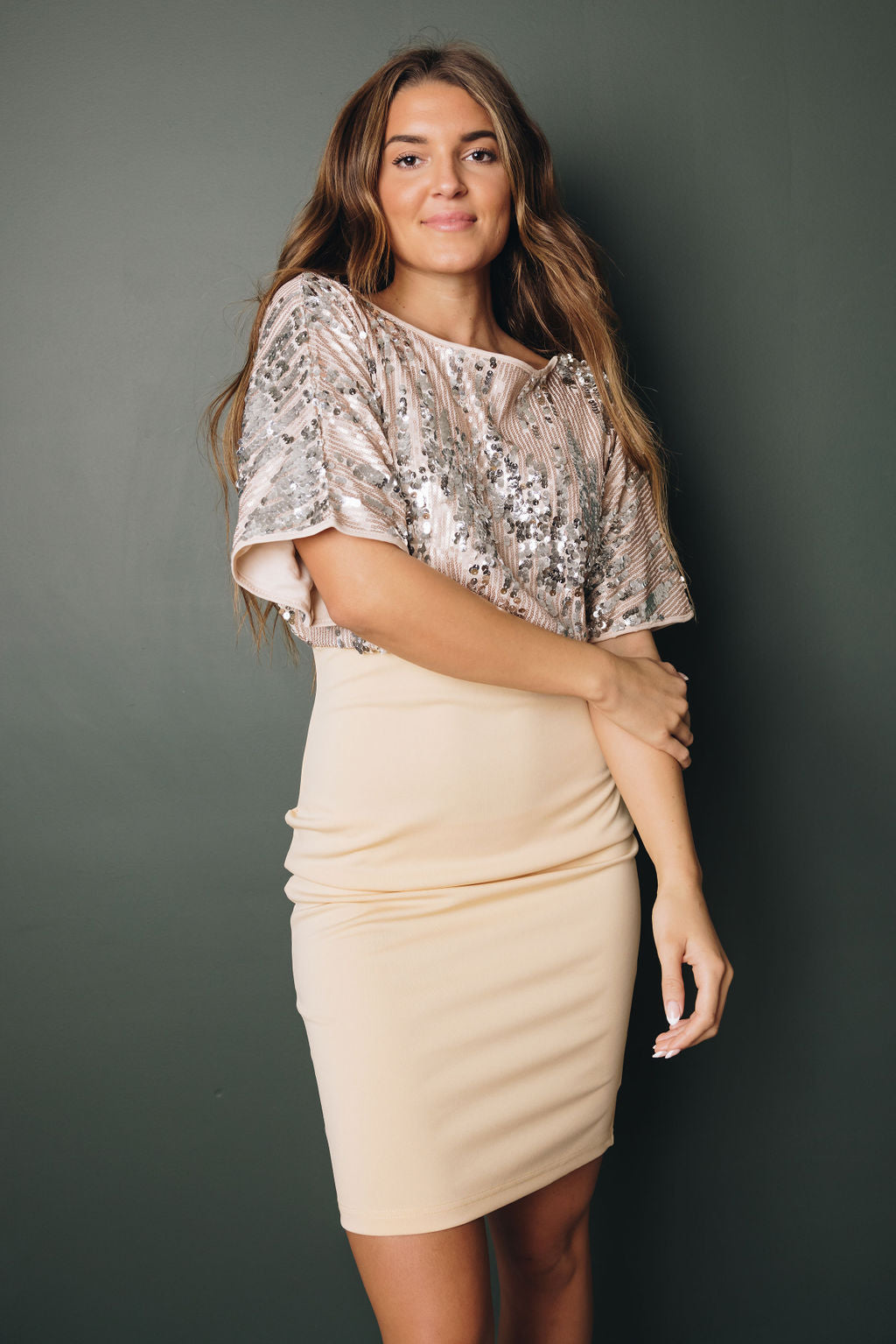 Sarah Sequin Dress-UHXSW-APRICOT-SMALL-Urbanheer