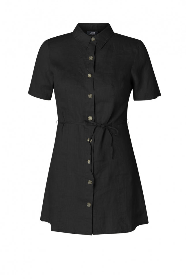 Lyabo Linen Tunic Women Dress-Yest-2-Black-Urbanheer