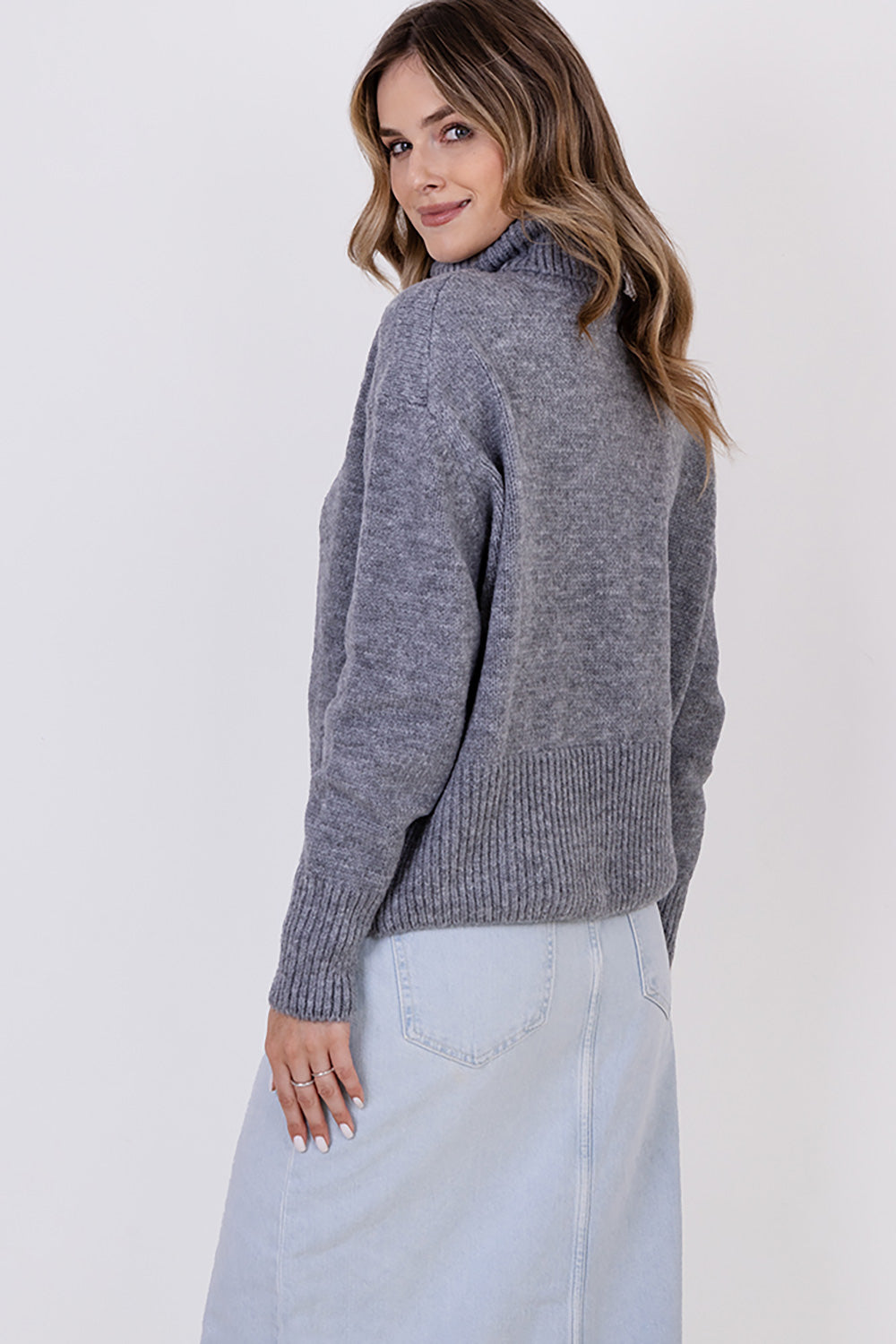 Turtleneck Women Outfit 187209 Mkm-Sweaters, Pullovers, Jumpers, Turtlenecks, Boleros, Shrugs-MKM-grey-L/XL-Urbanheer