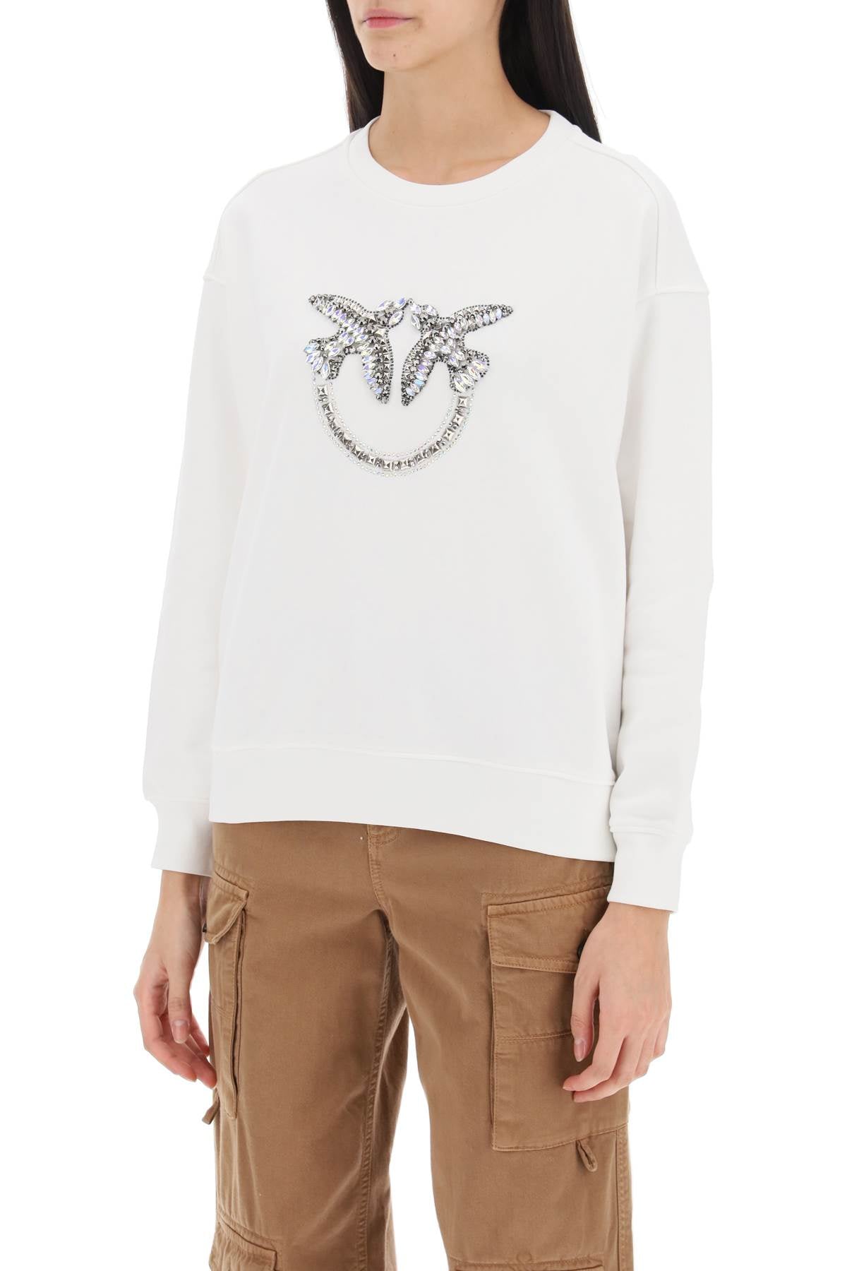 Pinko nelly sweatshirt with love birds embroidery-Pinko-M-Urbanheer