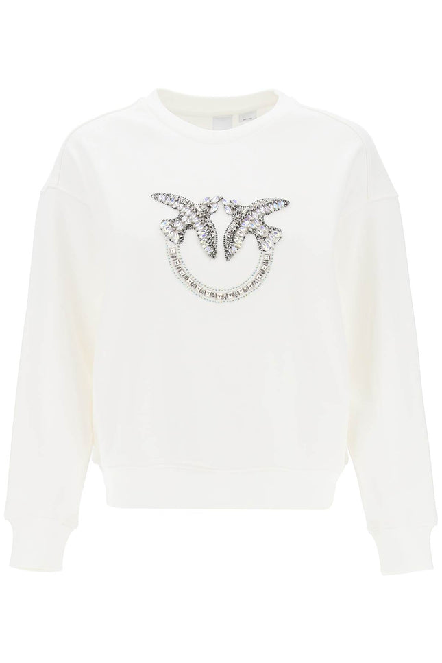 Pinko nelly sweatshirt with love birds embroidery-Pinko-Urbanheer