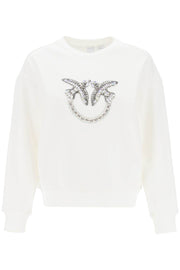 Pinko nelly sweatshirt with love birds embroidery-Pinko-M-Urbanheer