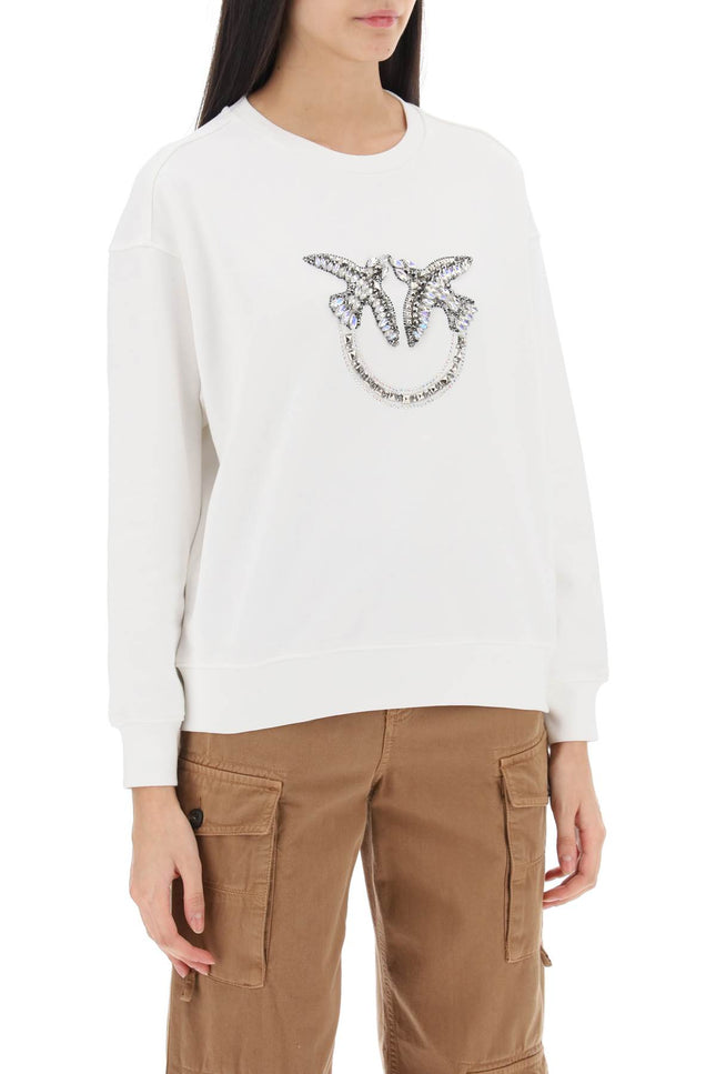 Pinko nelly sweatshirt with love birds embroidery-Pinko-Urbanheer