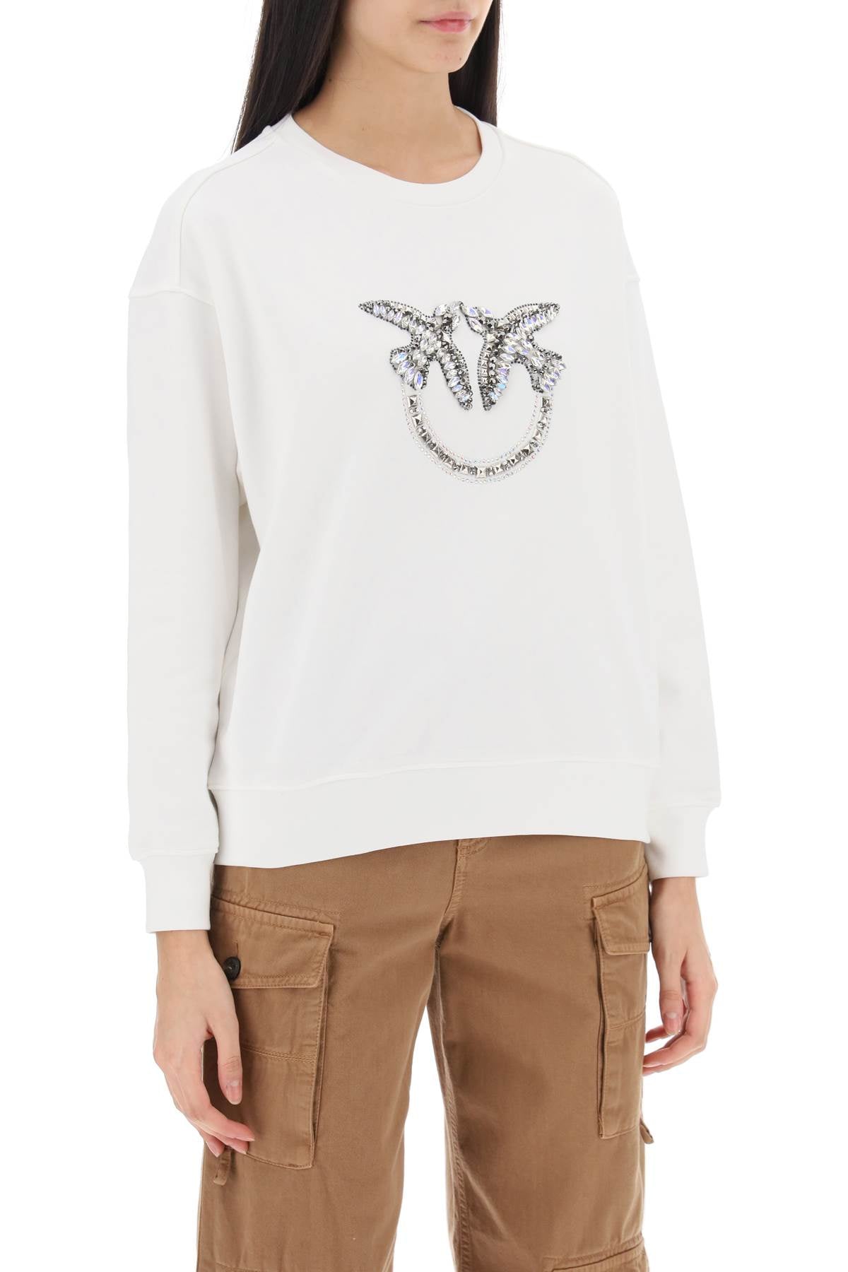 Pinko nelly sweatshirt with love birds embroidery-Pinko-M-Urbanheer