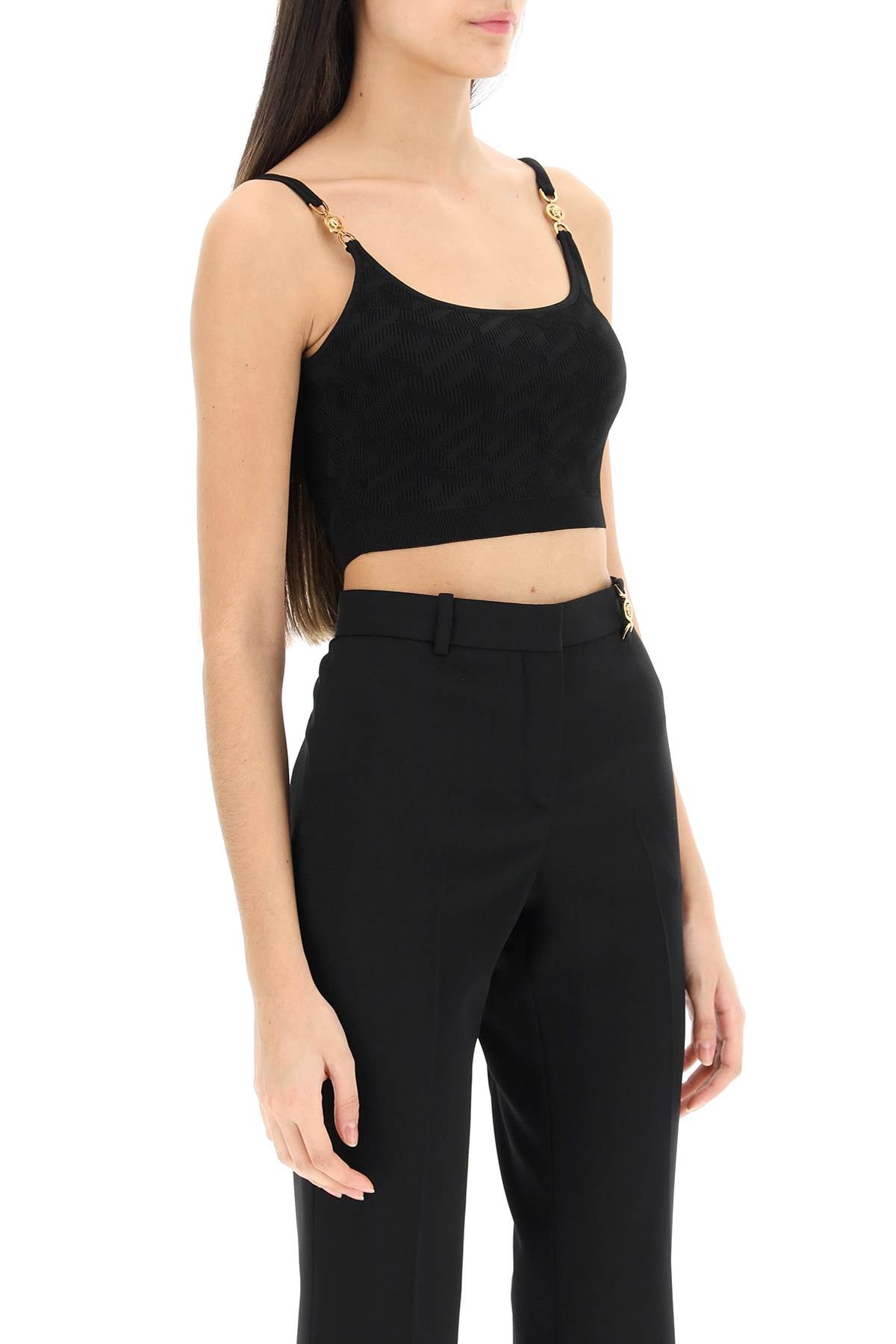 Versace 'la greca' knitted cropped top-Versace-40-Urbanheer