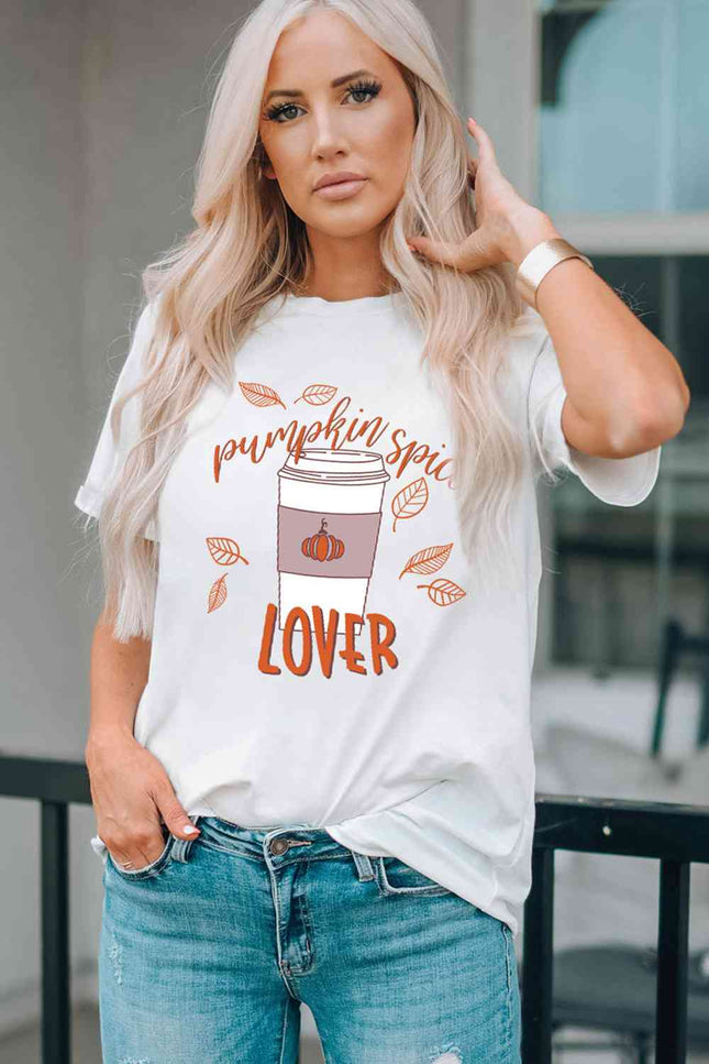 Pumpkin Spice Lover Graphic T-Shirt-UHX-White-S-Urbanheer