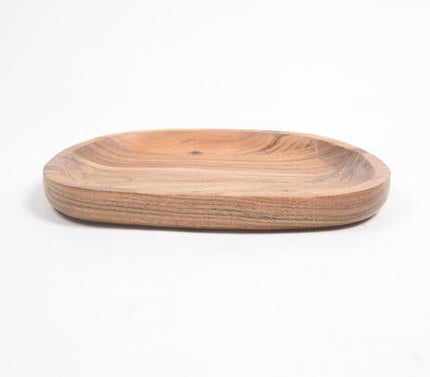 Hand Cut Acacia Wood Classic Serving Platter-Qalara-Urbanheer
