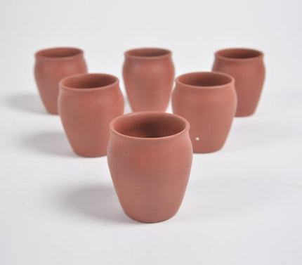 Terracotta Pottery Kulhad Glasses (Set Of 6)-Qalara-Urbanheer