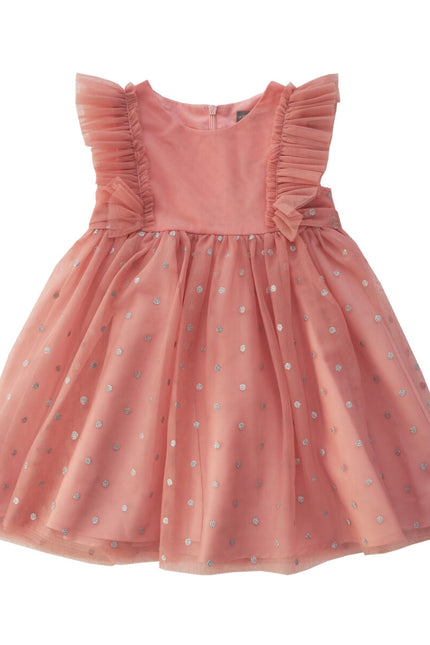 Coral Tulle Polka Dot Dress.-Petit Confection-12M-Urbanheer