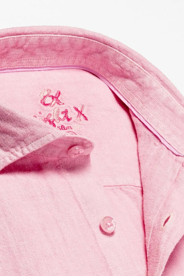 Linen Button Down Shirt - Light Pink-Clothing - Men-Eight X-Urbanheer