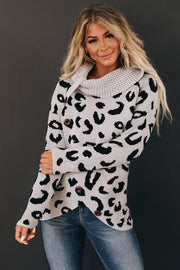 Work Of Art Leopard Knit Sweater-UHXSW-SMALL-GRAY-Urbanheer