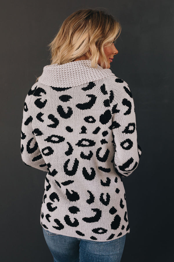 Work Of Art Leopard Knit Sweater-UHXSW-SMALL-GRAY-Urbanheer