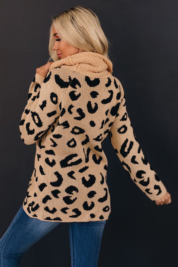Work Of Art Leopard Knit Sweater-UHXSW-SMALL-GRAY-Urbanheer