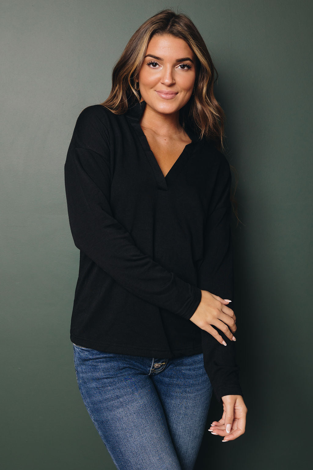 Marcene Long Sleeve Top-UHXSW-BLACK-SMALL-Urbanheer