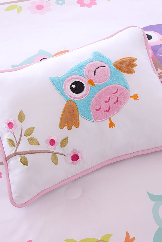 Little Owls 8-Piece Kids Complete Sheet And Comforter Set-Olliix-Urbanheer