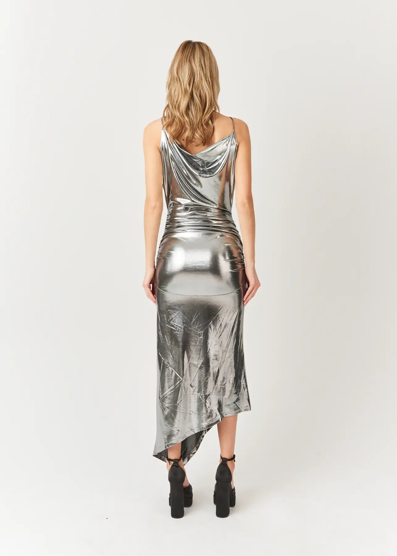 Alaska High Shine Midi Dress-Amy Lynn-S-Silver-Urbanheer