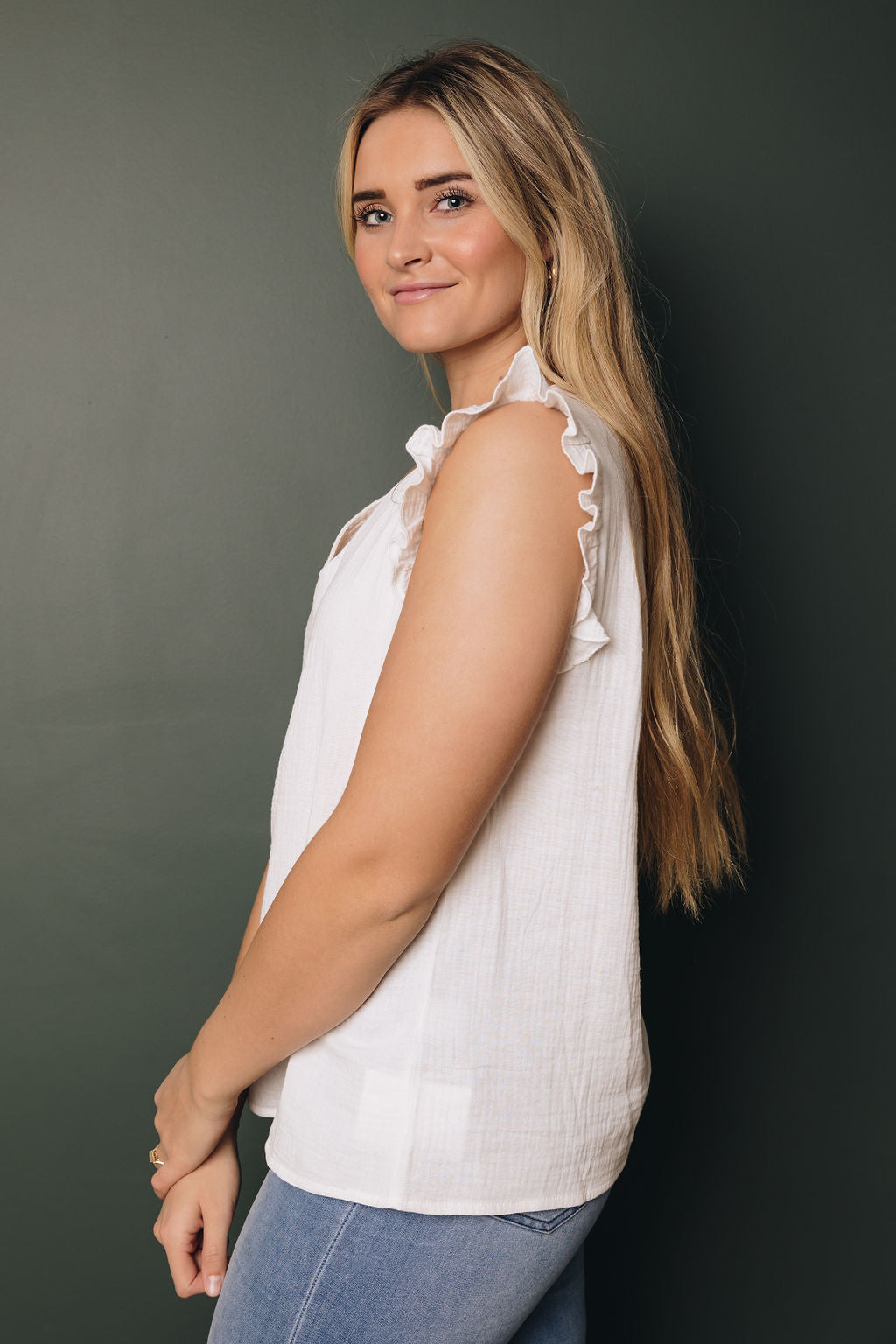 Stassi Ruffled Top-UHXSW-WHITE-SMALL-Urbanheer