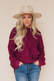 Mimi Chunky Knit Sweater-UHXSW-WINE-MEDIUM-Urbanheer