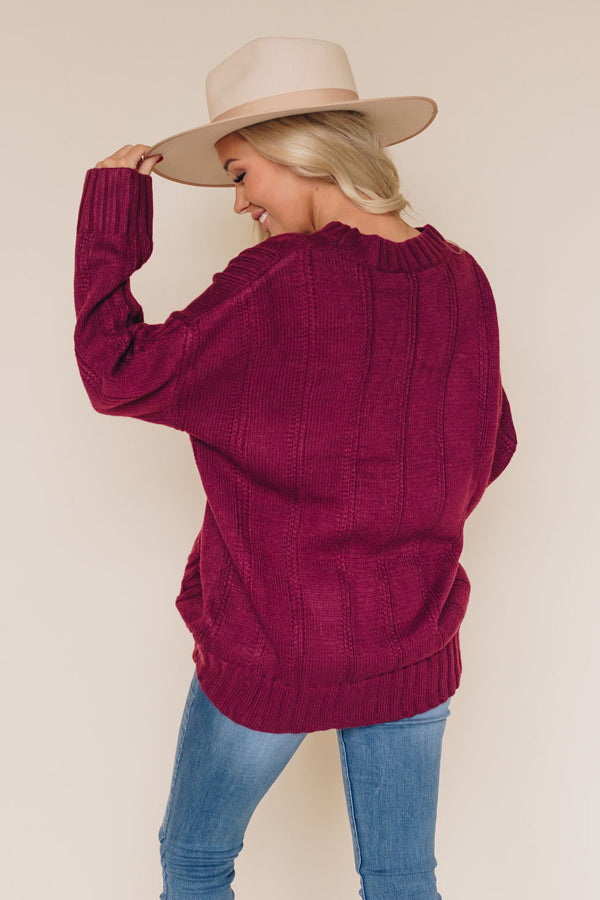 Mimi Chunky Knit Sweater-UHXSW-WINE-MEDIUM-Urbanheer