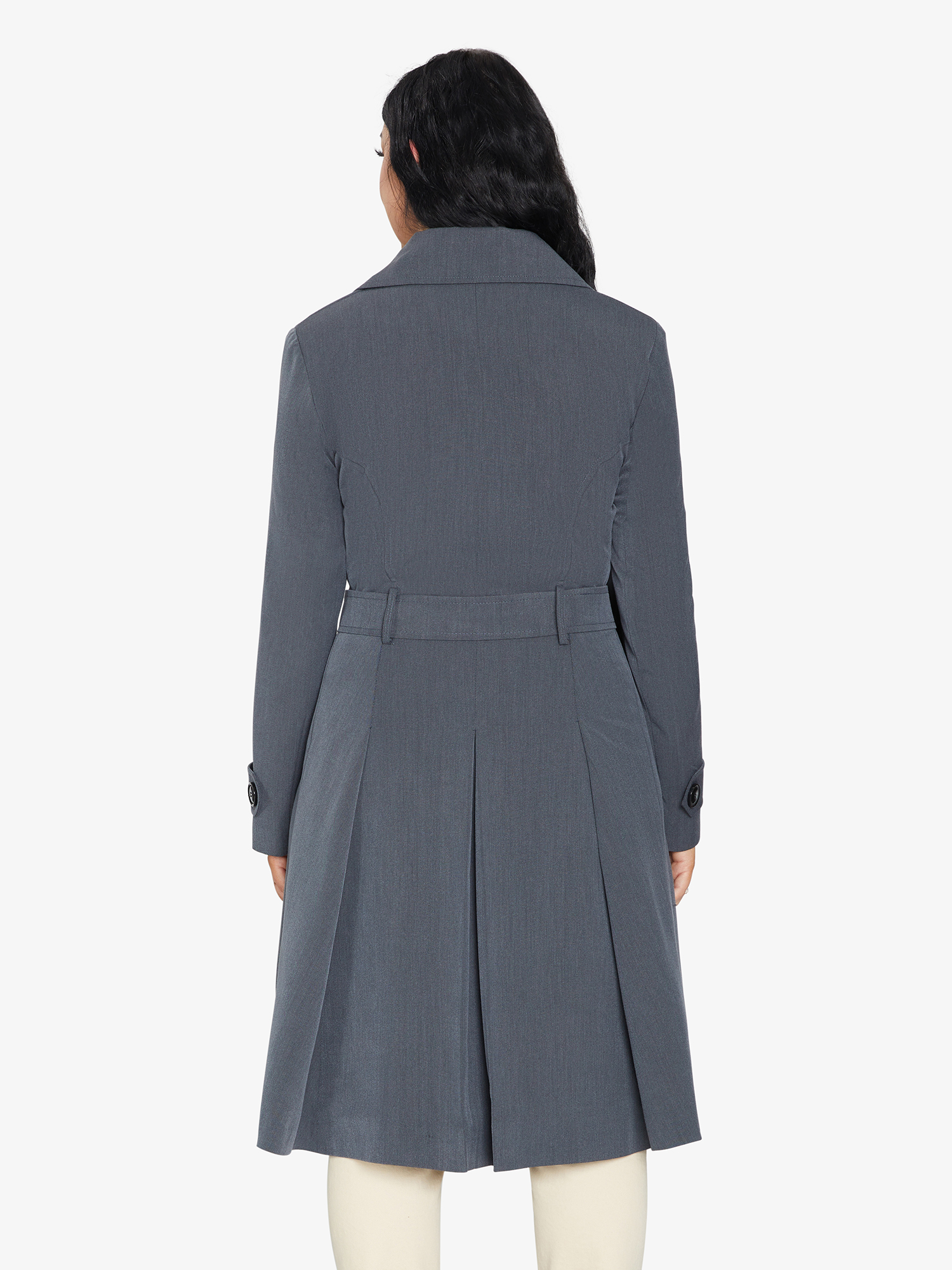 Spring/Summer Double Breasted Trench Mac Coat (1201-SP)-Rose Eleusis-UK 10/EU 38/US 6/S-Black-Urbanheer