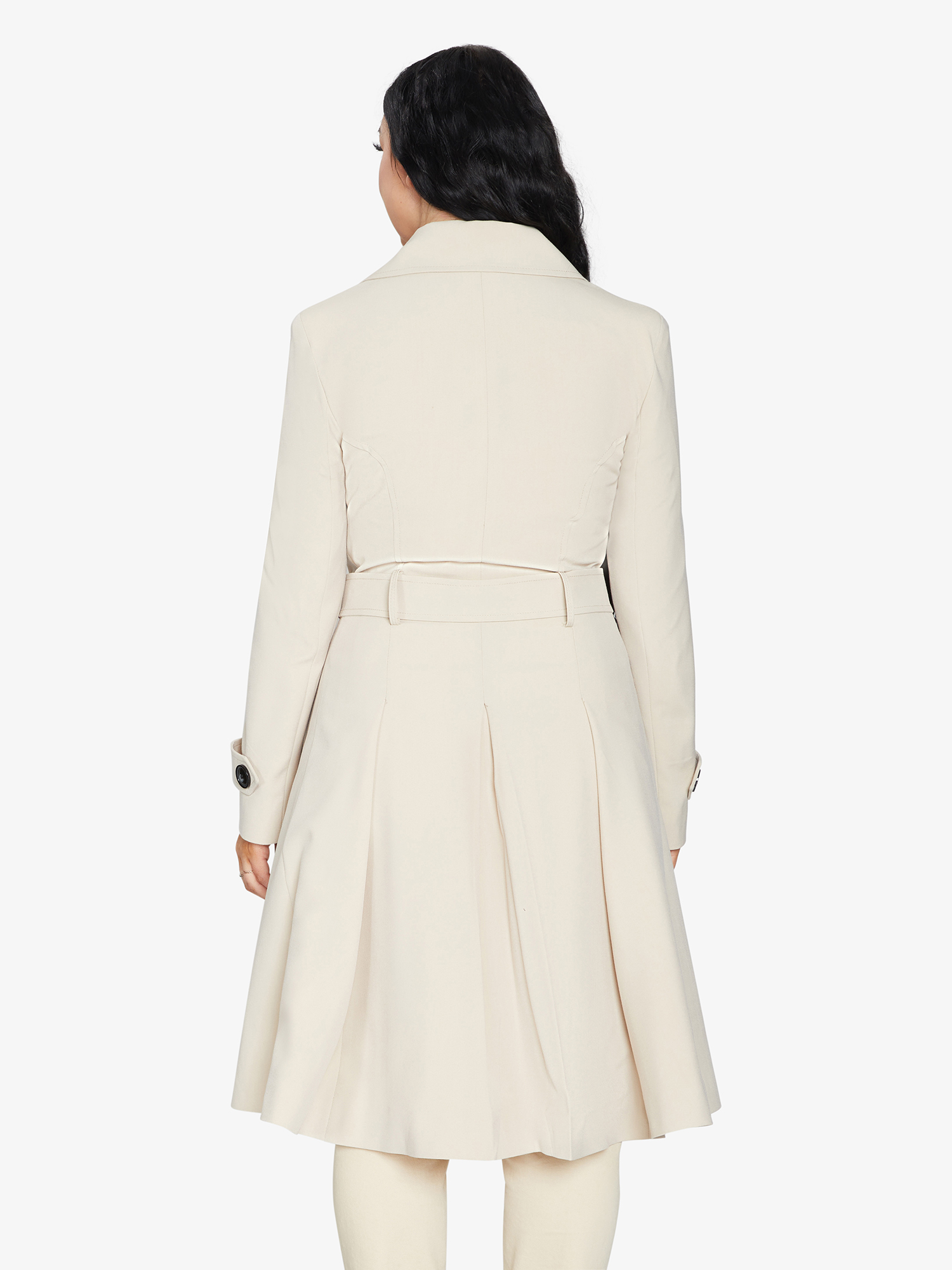 Spring/Summer Double Breasted Trench Mac Coat (1201-SP)-Rose Eleusis-UK 10/EU 38/US 6/S-Black-Urbanheer