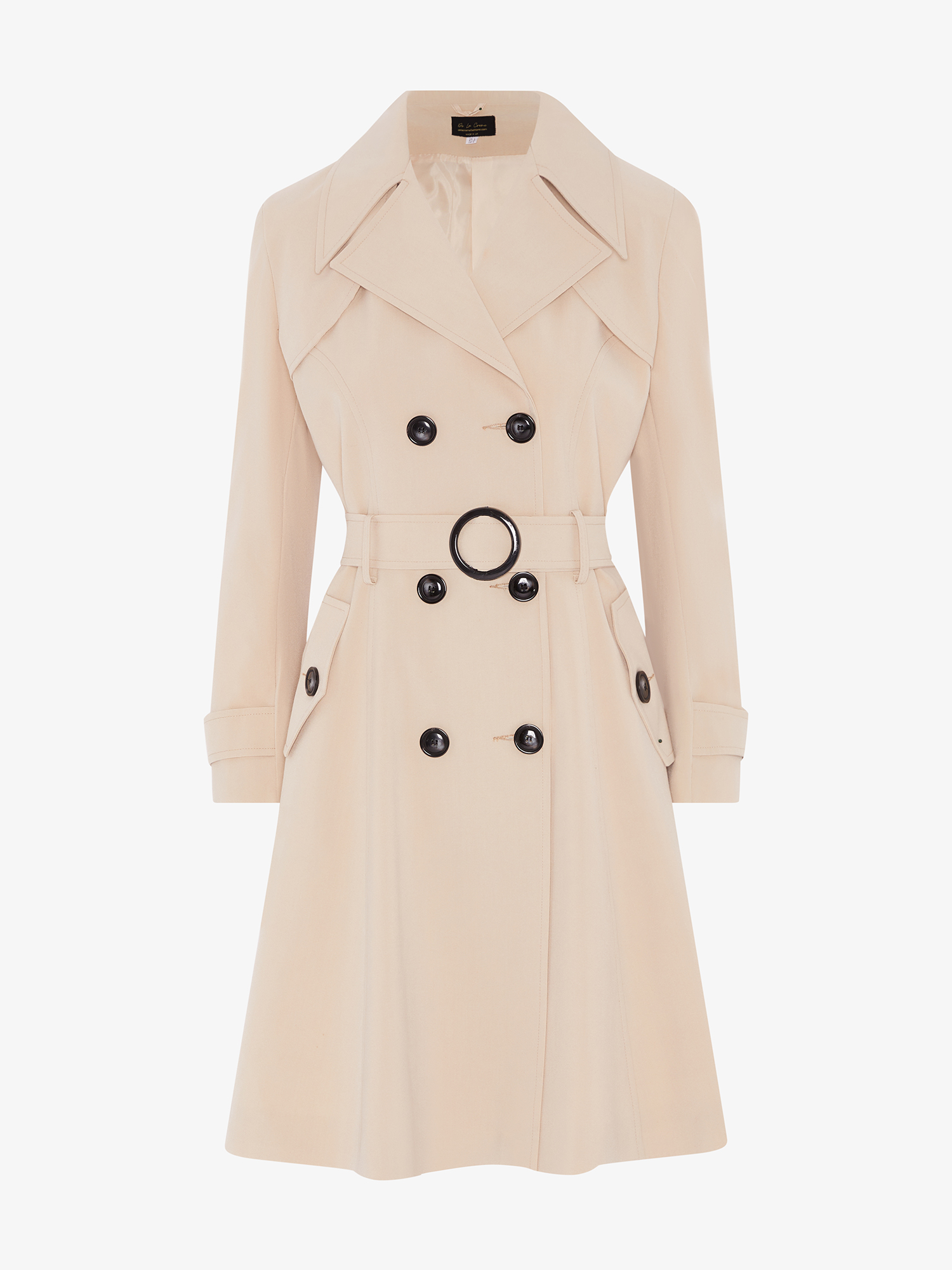 Spring/Summer Double Breasted Trench Mac Coat (1201-SP)-Rose Eleusis-UK 10/EU 38/US 6/S-Black-Urbanheer